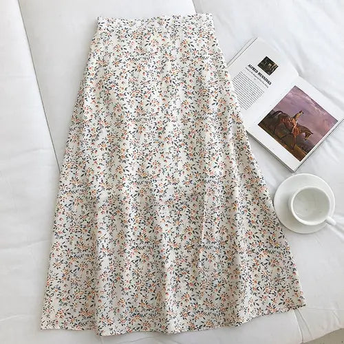 Korean Vintage Floral Slim Versatile High Waist Female Skirt SS16