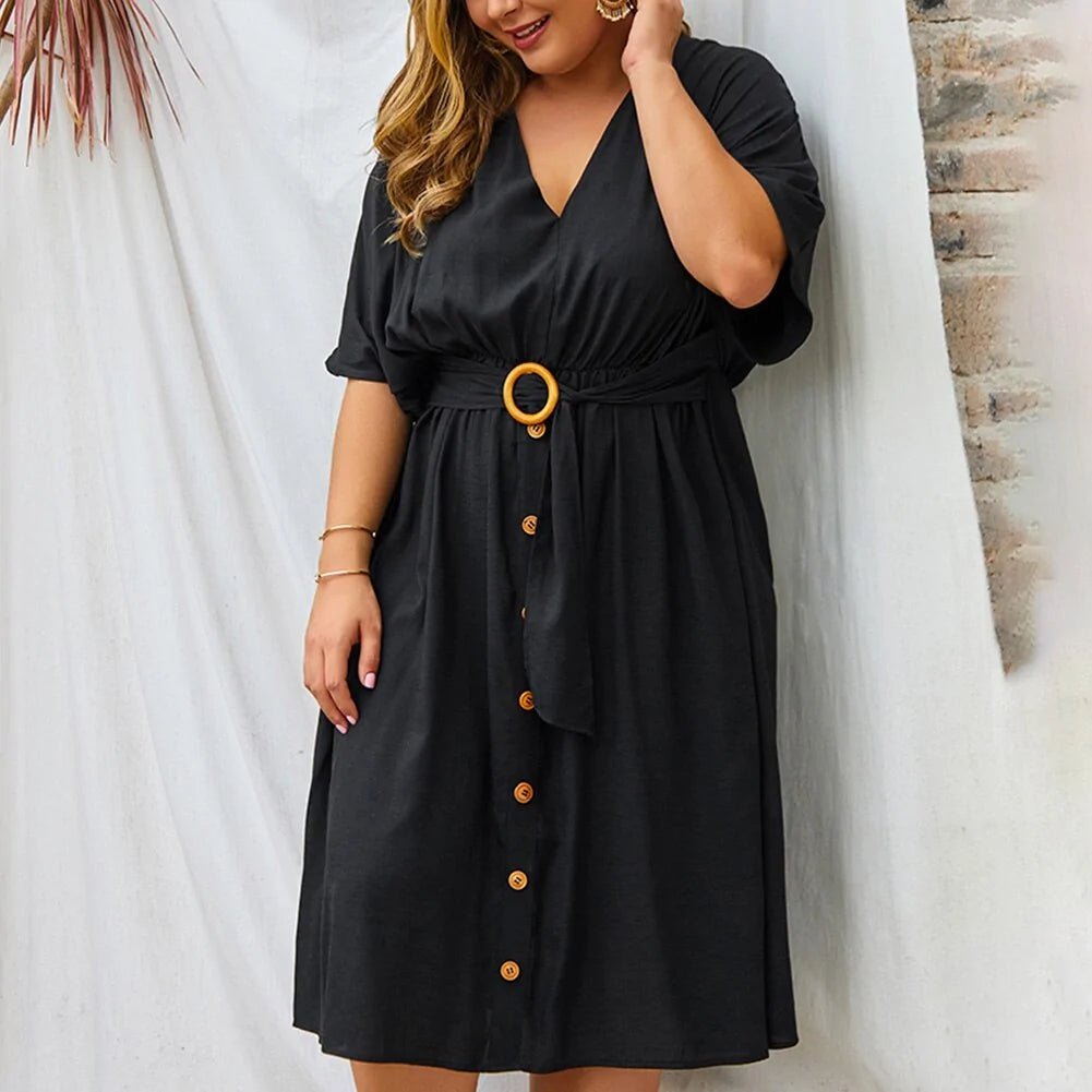 Plus Size Dress Full Sleeve V Neck SS13