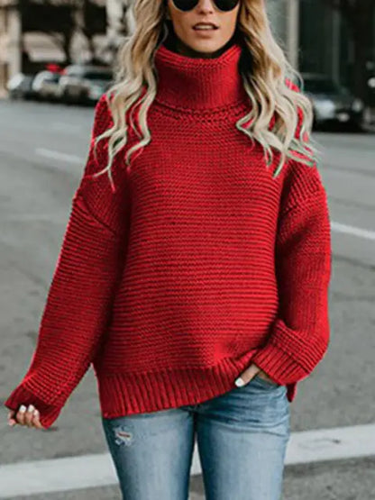 Warm Knitted Turtleneck Sweater Women WC2