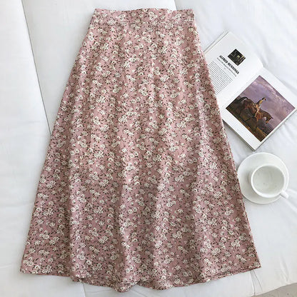 Korean Vintage Floral Slim Versatile High Waist Female Skirt SS16