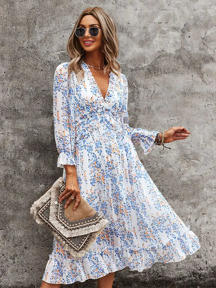 Fashion Long Sleeve Midi Dress SS6