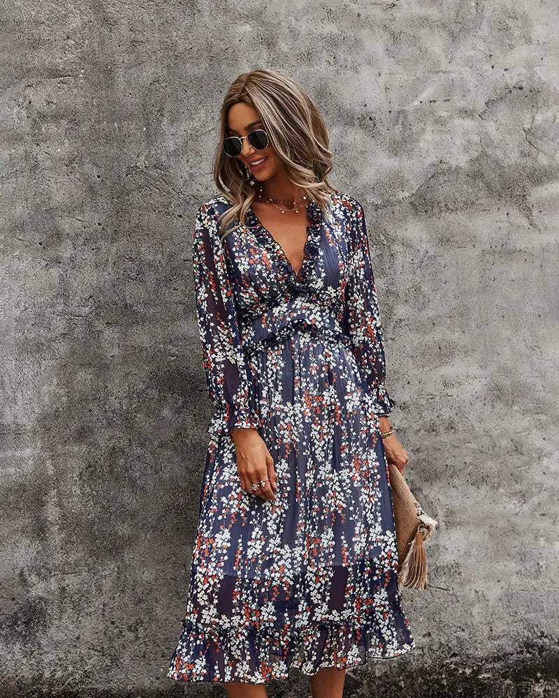 Fashion Long Sleeve Midi Dress SS6