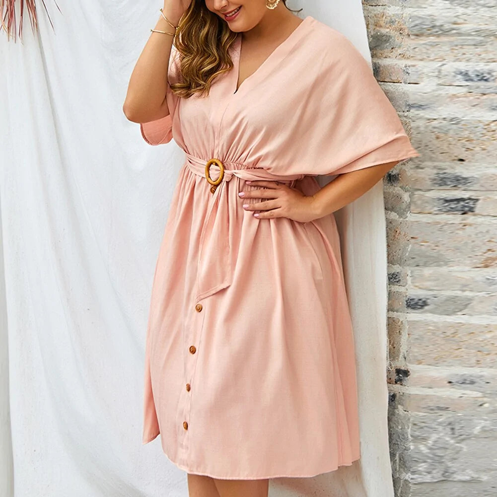 Plus Size Dress Full Sleeve V Neck SS13