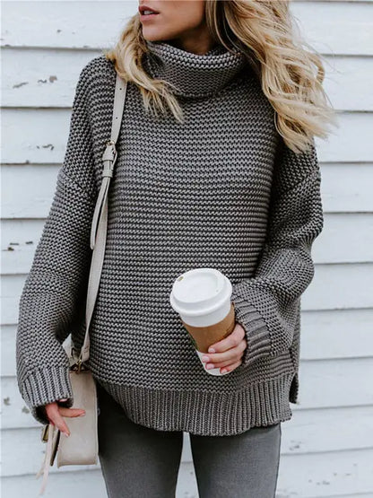 Warm Knitted Turtleneck Sweater Women WC2