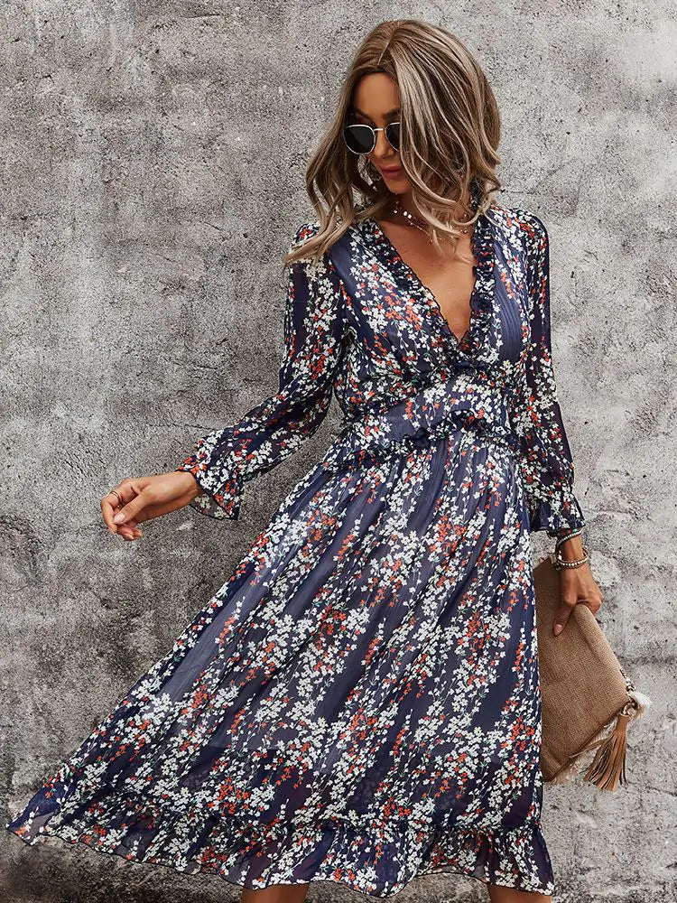 Fashion Long Sleeve Midi Dress SS6