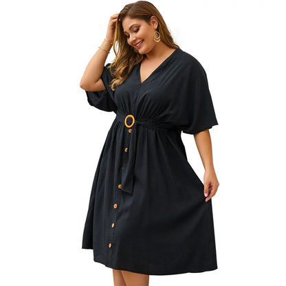 Plus Size Dress Full Sleeve V Neck SS13