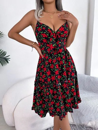 Printed Plunge Sleeve Cami Dress SS8