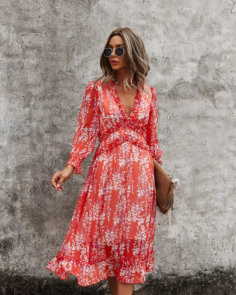 Fashion Long Sleeve Midi Dress SS6