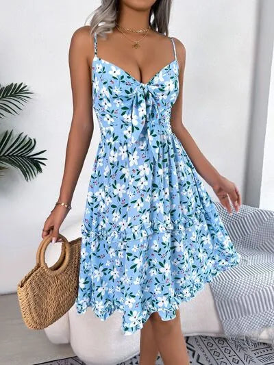 Printed Plunge Sleeve Cami Dress SS8