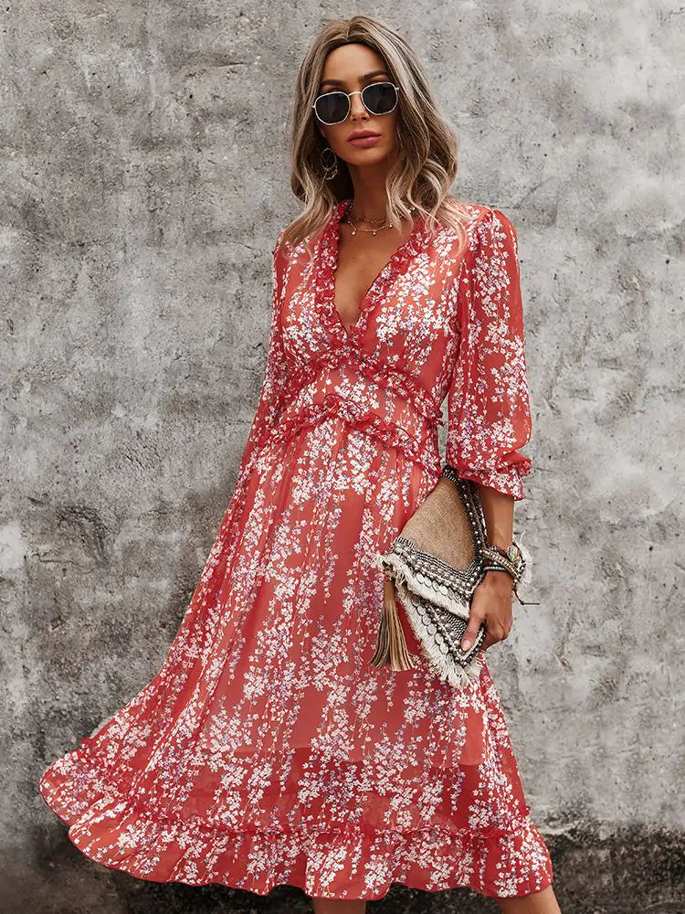 Fashion Long Sleeve Midi Dress SS6