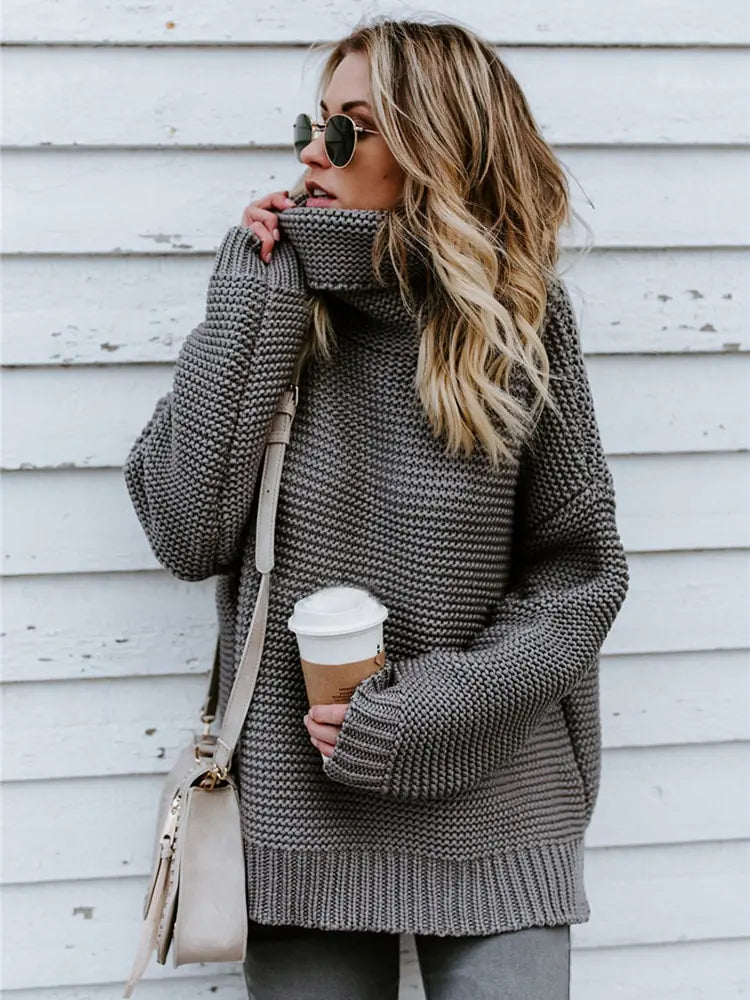 Warm Knitted Turtleneck Sweater Women WC2