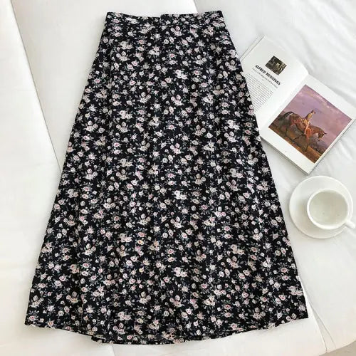 Korean Vintage Floral Slim Versatile High Waist Female Skirt SS16