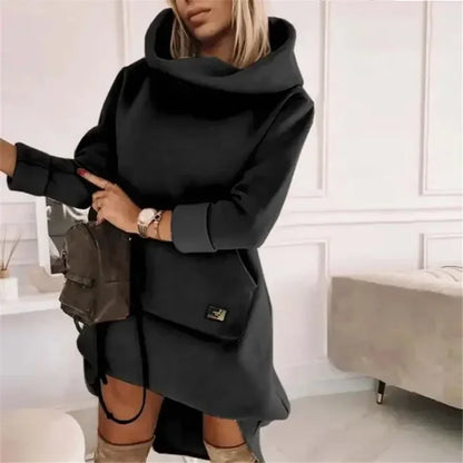 Spring Women's Hoodies Dress Black Long Sleeve SS17