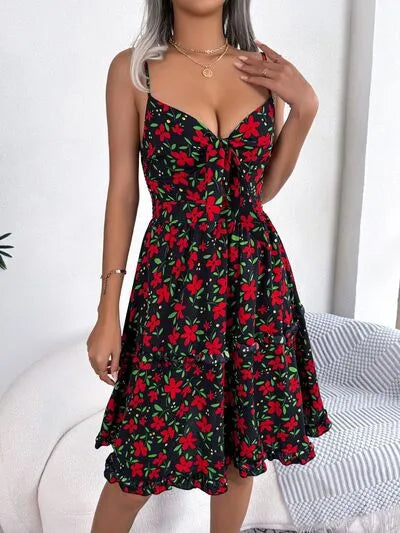 Printed Plunge Sleeve Cami Dress SS8