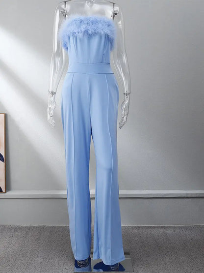 Women Sequined Feather-paneled Jumpsuit JP4