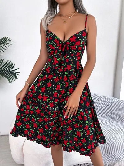 Printed Plunge Sleeve Cami Dress SS8