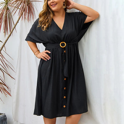 Plus Size Dress Full Sleeve V Neck SS13