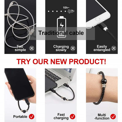 Leather Portable USB Type C and Micro Bracelet Phone Charger FT5